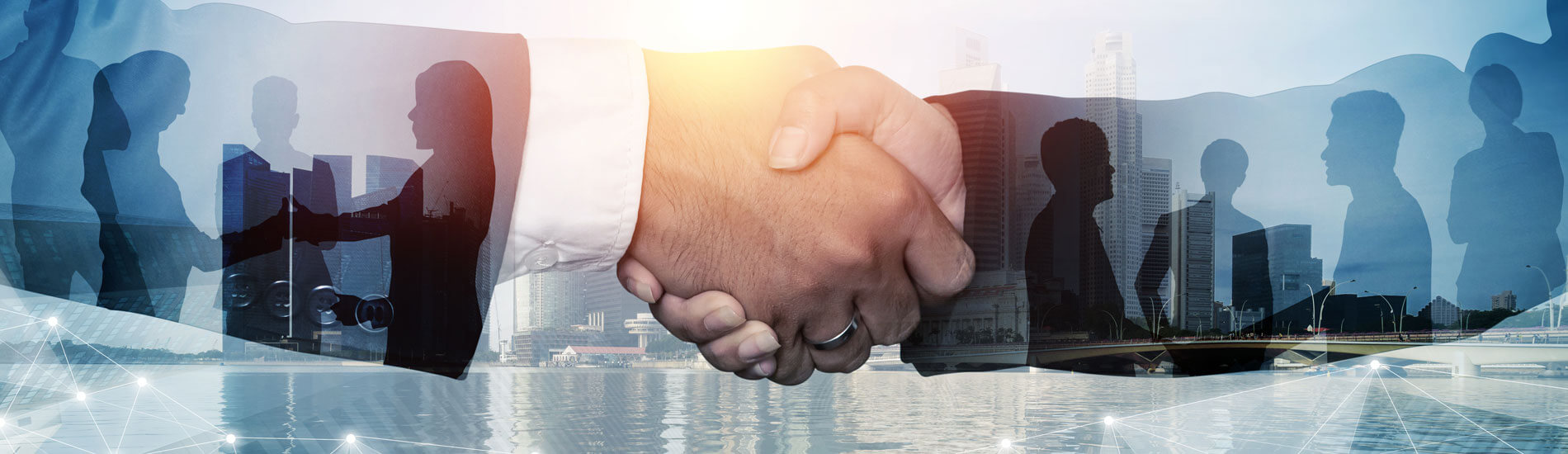 Abstract Image Of Many Business People Together In Group On Background Of City